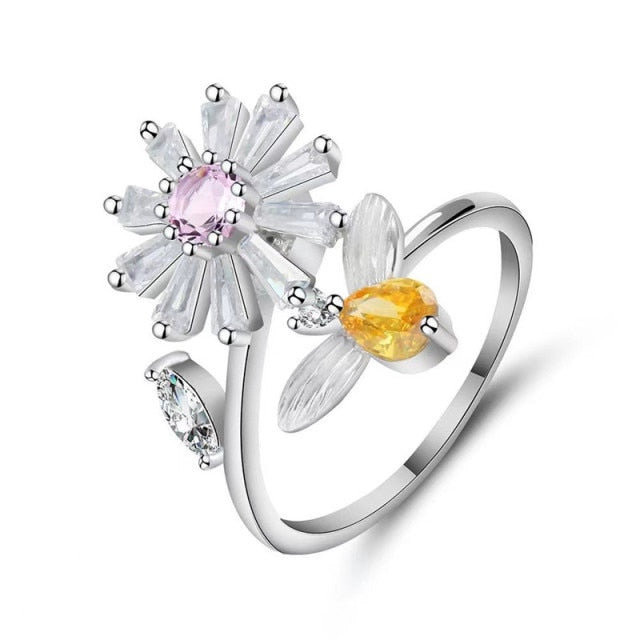 Flower & Bee Fidget Ring